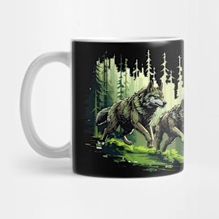 wolves running through the forest Mug